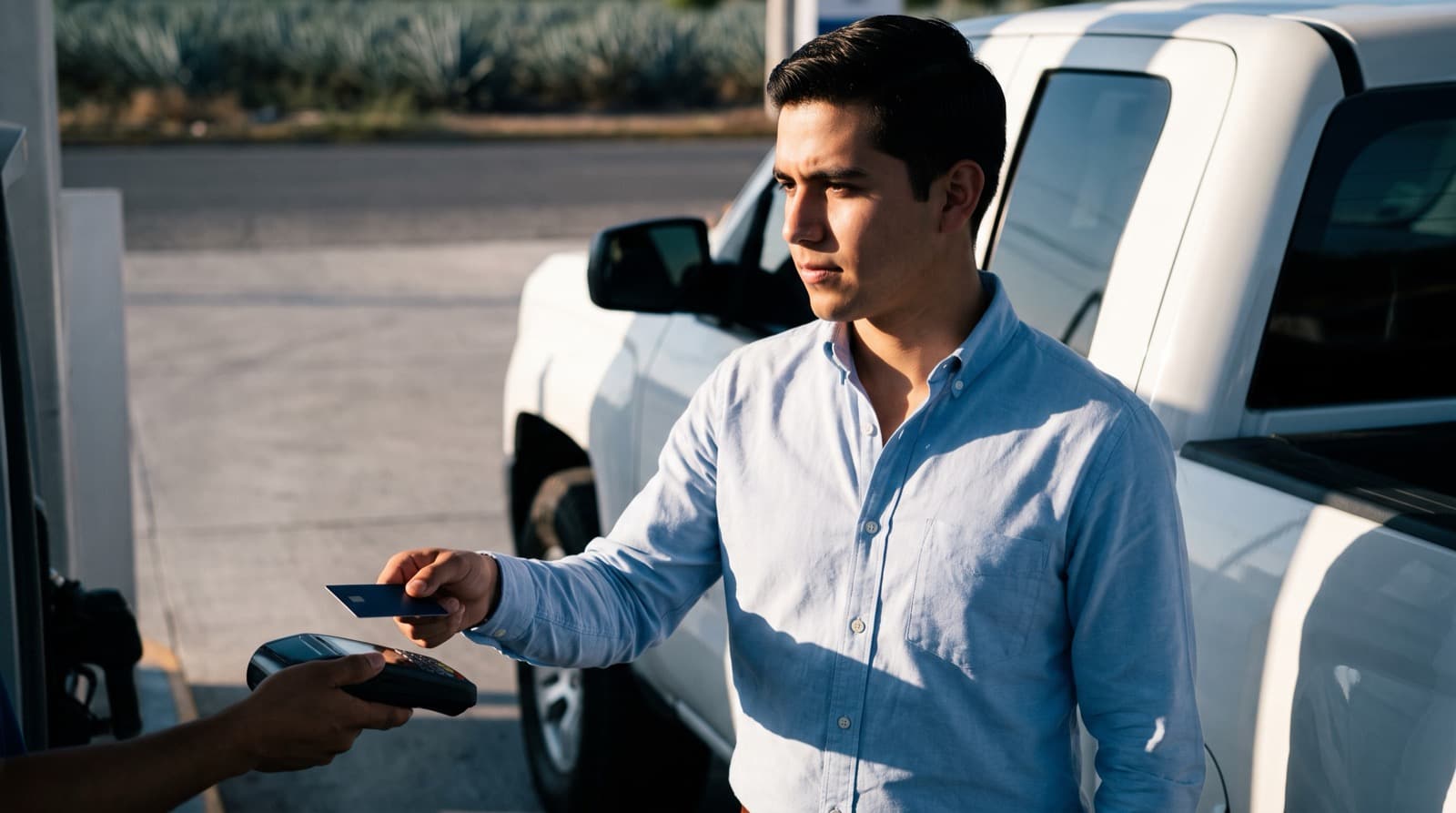 Salesperson paying for fuel with his GoTapp card